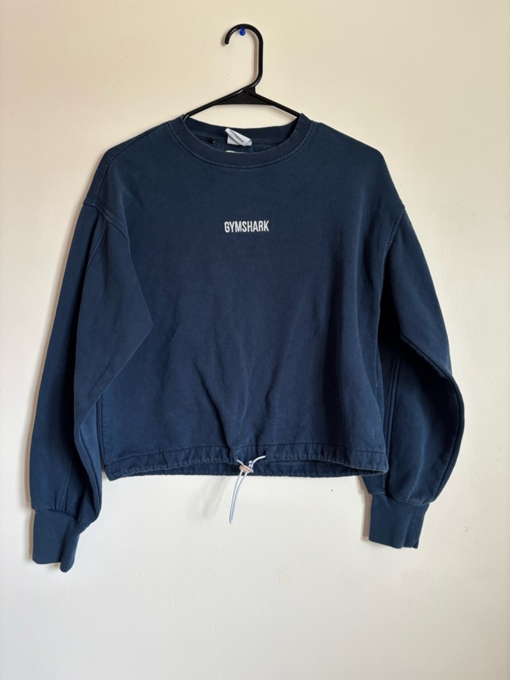 Gymshark Women's Dark Blue Cropped Crewneck Sweatshirt